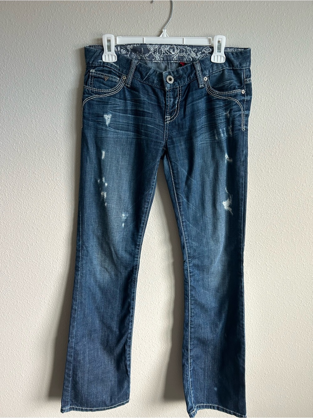Y2K Guess Women's Low Rise Bootcut Jeans - Dark Wash